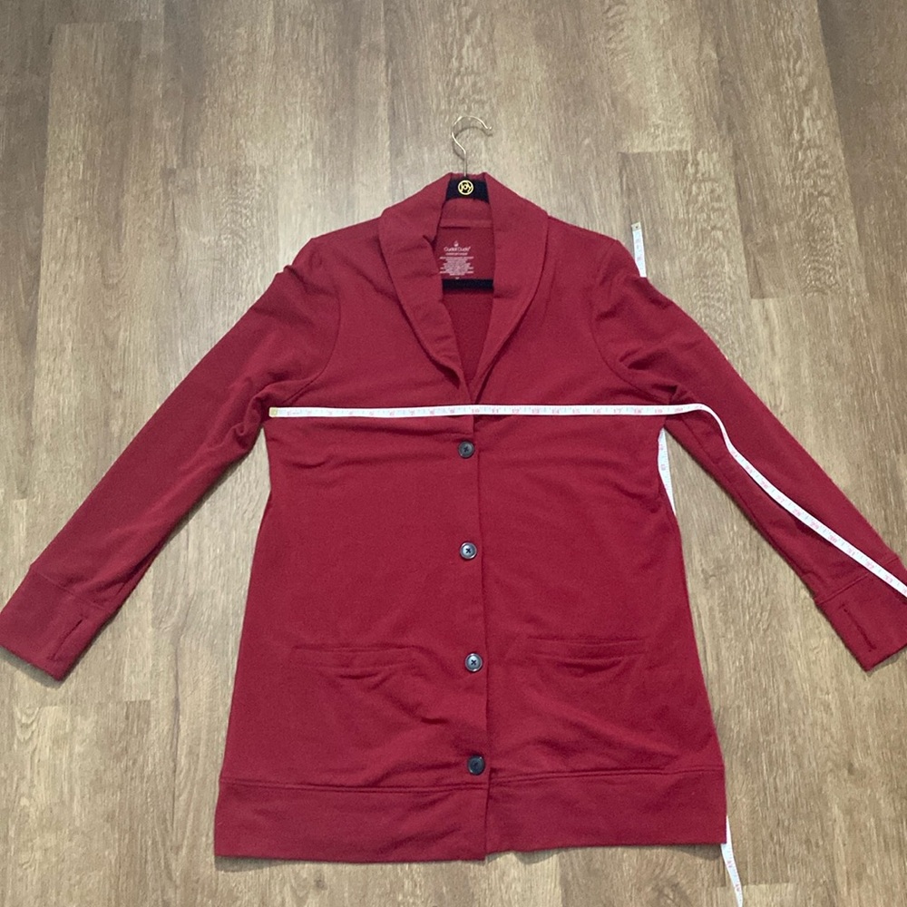 Cuddl duds comfort wear medium deep red blazer sweater soft with pockets
